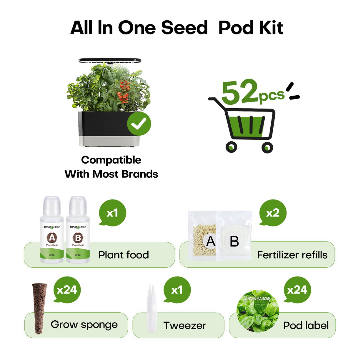 elfbar nachfüll pod läuft aus Ahopegarden 52 Pcs Seed Starter Kit for Indoor Garden Hydroponics Growing  Systems