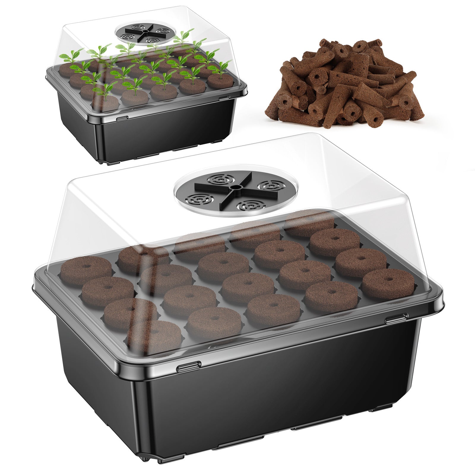 Ahopegarden 40-Cell Seed Starting Trays Black