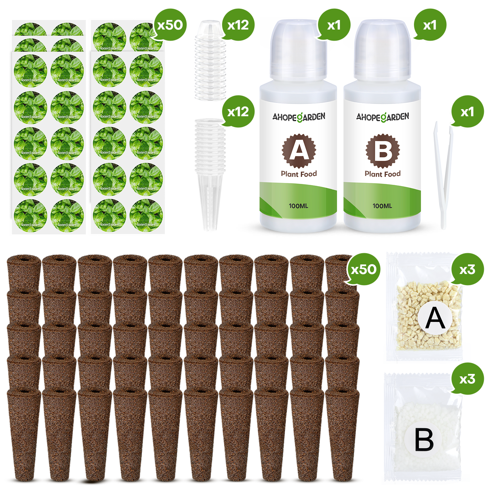 132 Pcs Hydroponic Seed Starter Kit