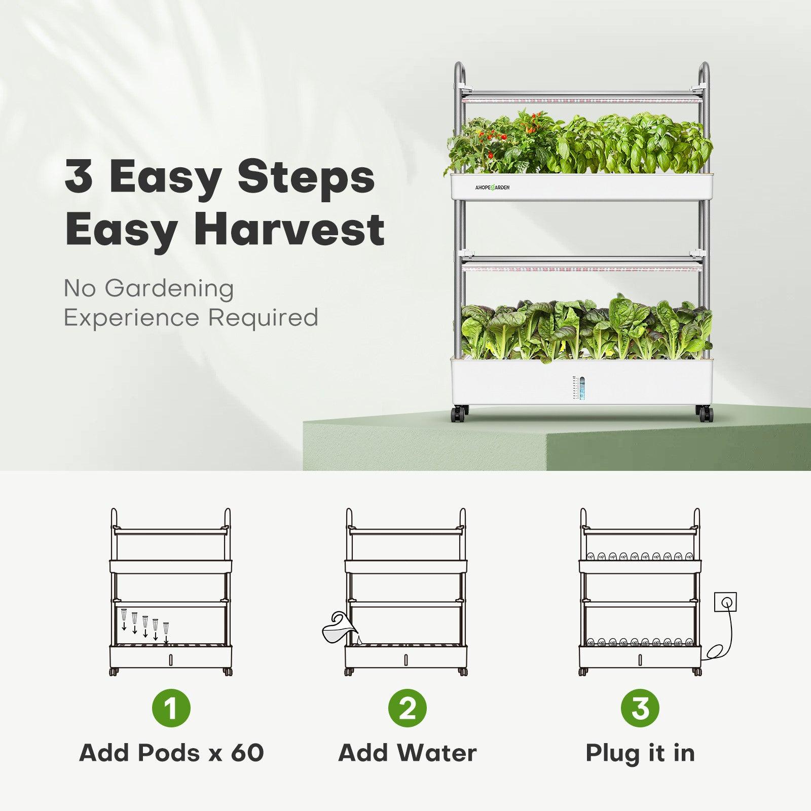 3 Easy Steps to Start Ahope 60 Seed Pods Vertical Hydroponic Garden